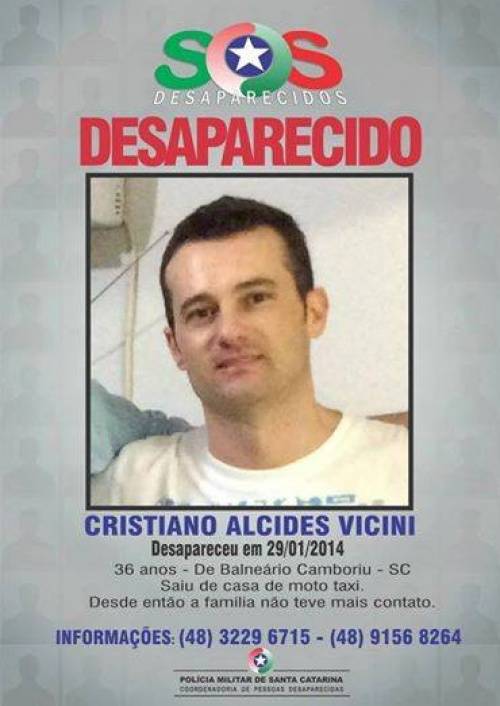 Cristiano Alcides Vicini está desaparecido