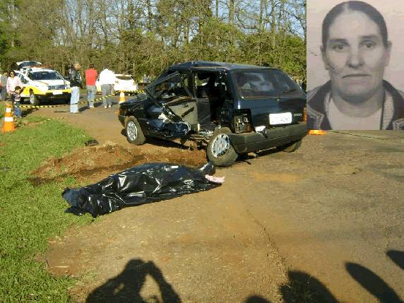 Caminhonete S-10 e Fiat Uno se chocaram no cruzamento da BR-472 com a ERS-344. A vítima foi uma mulher de 69 anos
