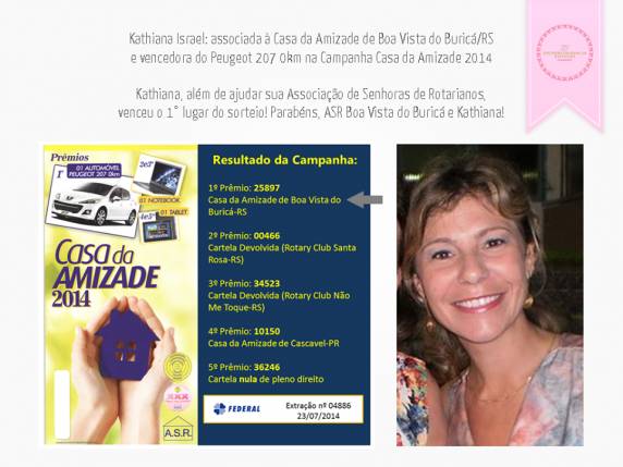 A Casa da Amizade de Boa Vista do Buricá também será contemplada com um prêmio