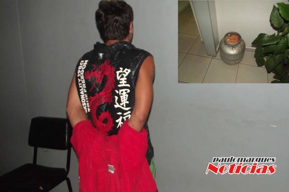 Elemento furtou o botijão com meia carga em um bar