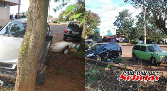 Veículo que estava estacionado disparou e atravessou a Av. Três de Maio