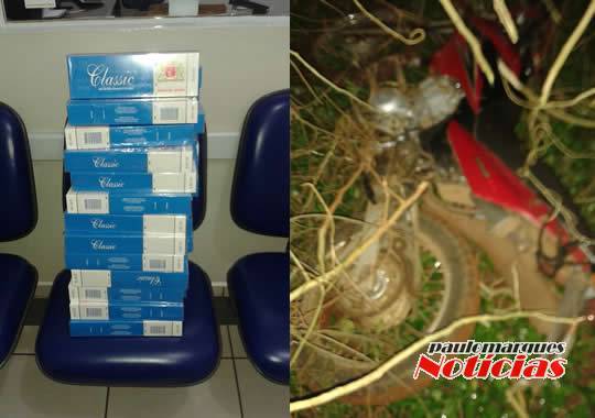 Homem conduzia uma motocicleta na qual transportava 50 pacotes de cigarros