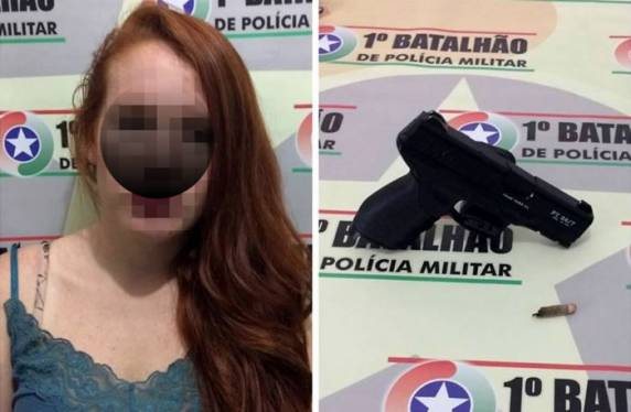 Ela roubou um celular usando 

um simulacro de pistola