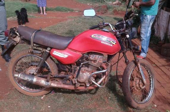 Motocicleta foi recupera no Distrito de Campo Santo, interior de Coronel Bicaco