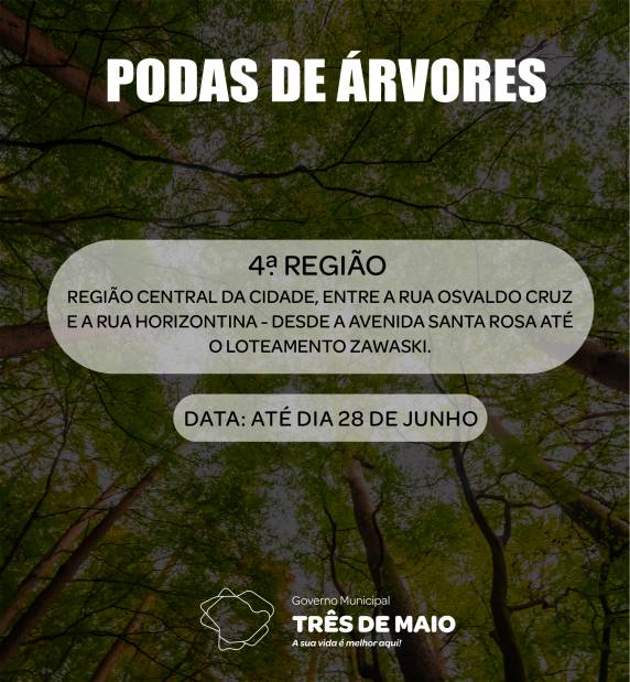 Moradores tem até dia 28 de junho para realizar a poda das árvores e disponibilizar o material na rua