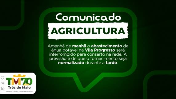 Abastecimento de água será interrompido na Vila Progresso nesta sexta-feira